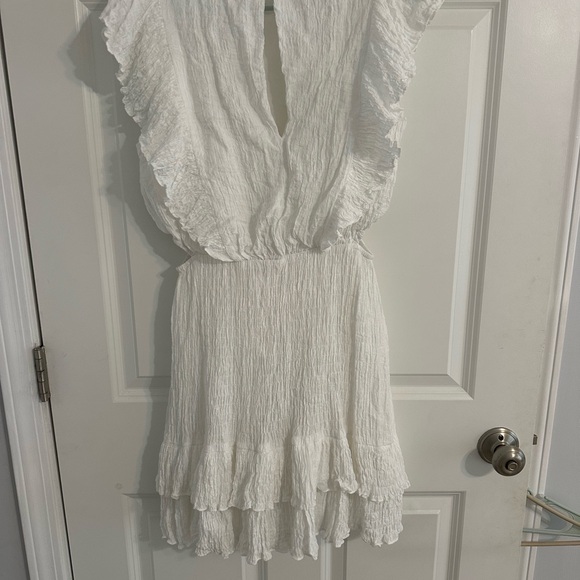 Chic White Ruffled Mini Dress - Picture 5 of 5